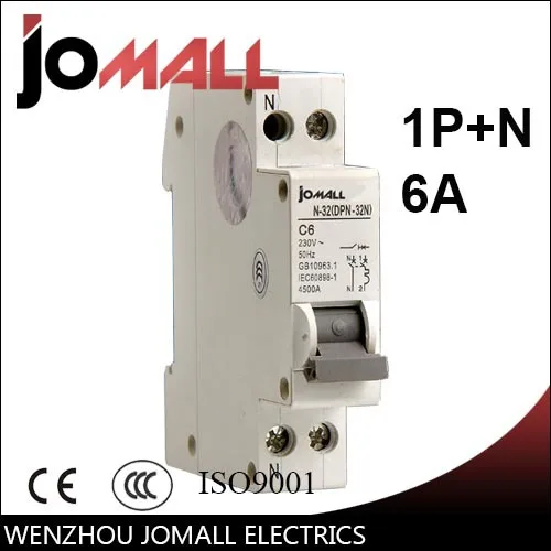 

DPN 1P+N 6A Mini Circuit breaker MCB Mounting 35mm din rail Breaking Capacity 4.5KA