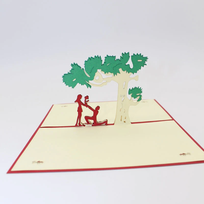  3D Laser Cut Handmade Romantic Propose Paper Invitation Greeting Card Show Love PostCard Valentine' - 32892347510