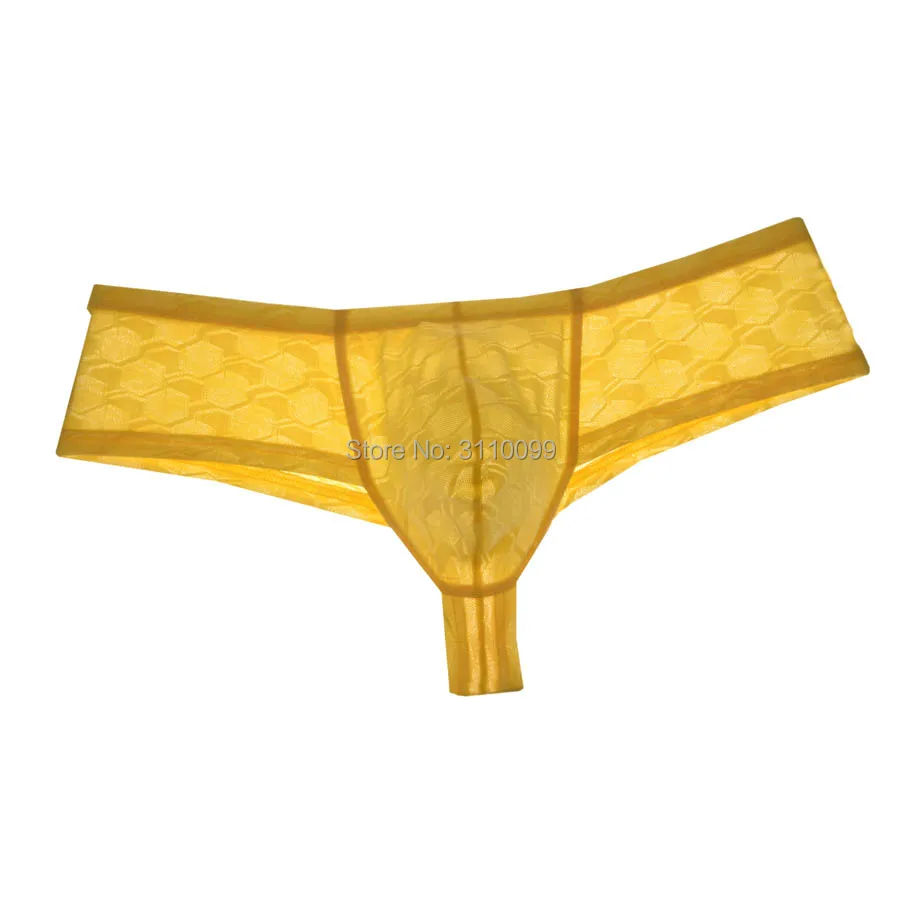 6PCS/Lot Fashion Hexagon Pattern See-Through Bikini Men's Boxer Shorts Sexy Underwear Mini Pouch Male Underpants Breathable 3