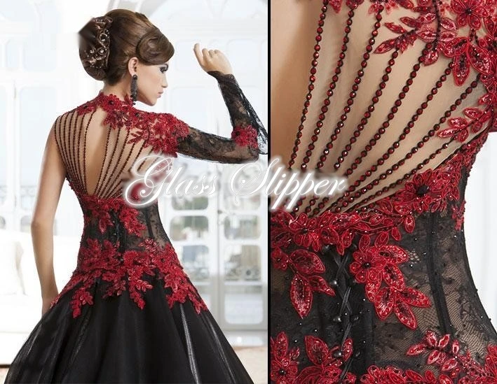 

Luxurious Black Red Appliques Lace Beaded Sequins Backless Kaftan Long Sleeves Evening Dresses Dubai Abaya Arabic 2019 CH-696