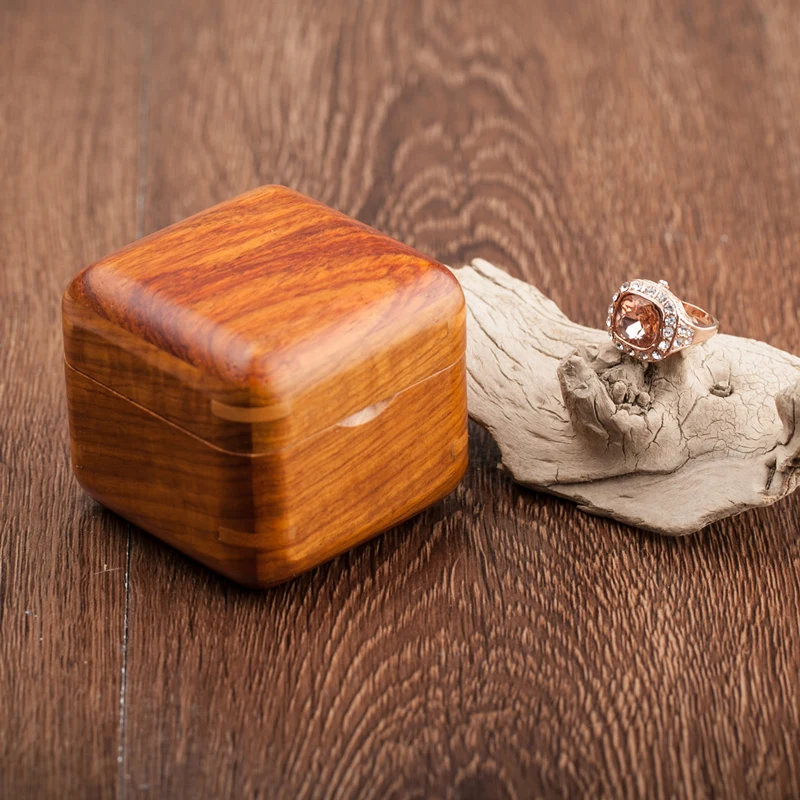 Дорожный деревянный Деревянный Мини-чехол для упаковки ювелирных изделий, портативное свадебное кольцо, серьги-гвоздики, органайзер для запонки, для женщин и мужчин, подарочная коробка