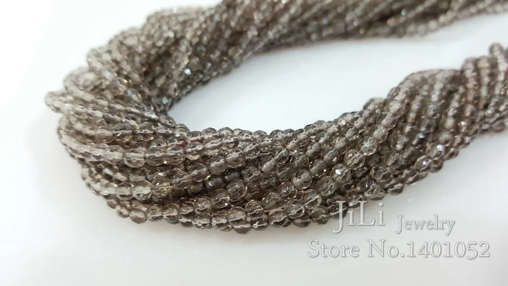 

Natural Light Color Smoky Quartz 3mm Round Shape cutting beads DIY Jewelry Making Free Shipping