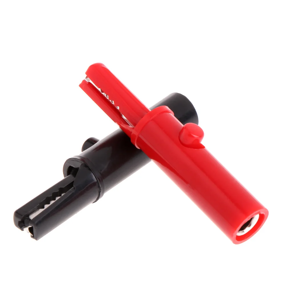 

2 Pcs Push Button Type Full Protective Alligator Clips For Professional Multimeter