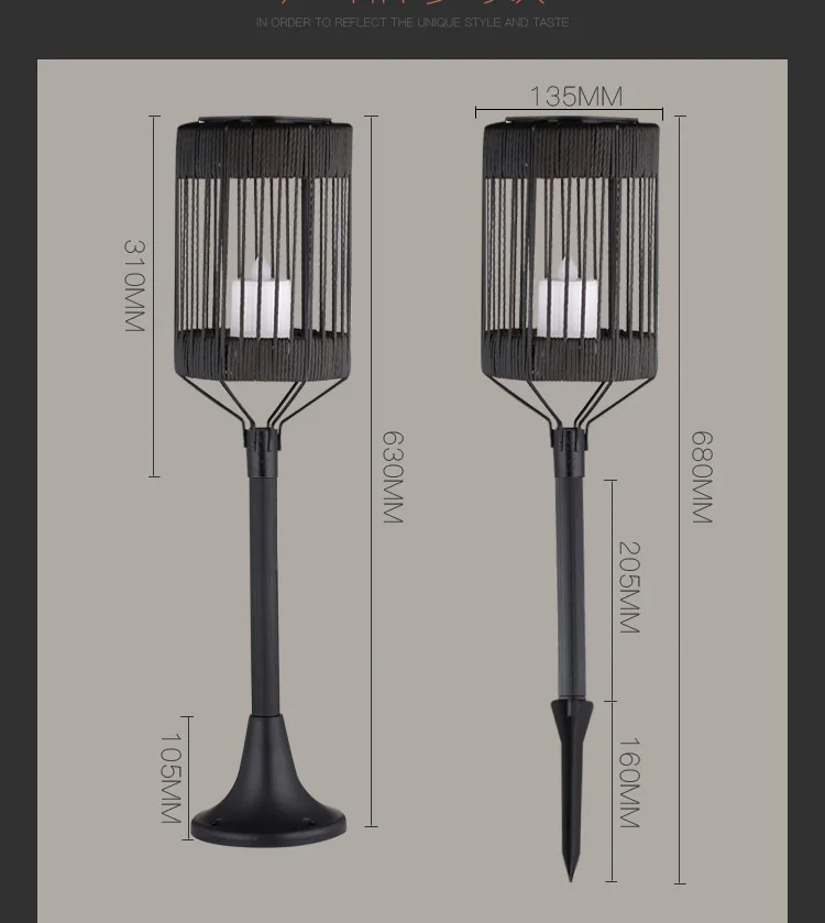 80 см в японском стиле cолнечная Свеча лампа для газона светодиодная Водонепроницаемая наружная садовая лампа украшение ландшафтное освещение дорожка свет