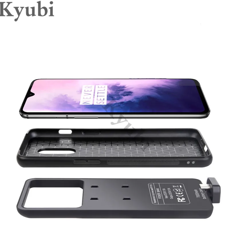 

7000mah high capacity battery charger cases for One Plus 7 external portable wirless charging cover for Oneplus 7 pro 2 in 1