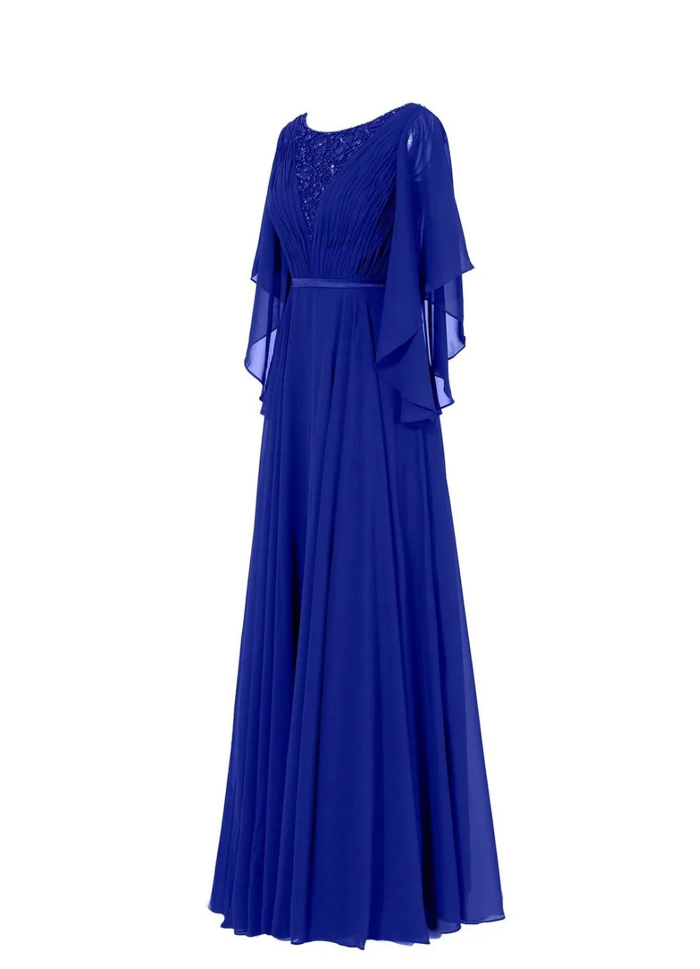 2016 New Style Dress For Long Marriage Godmother Royal Blue Chiffon