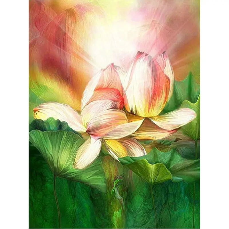 

5D Diy Needlework Square Diamond Painting Lotus Picture Cross Stitch Rhinestone mosaic Paste Decorative Diamond Embroidery