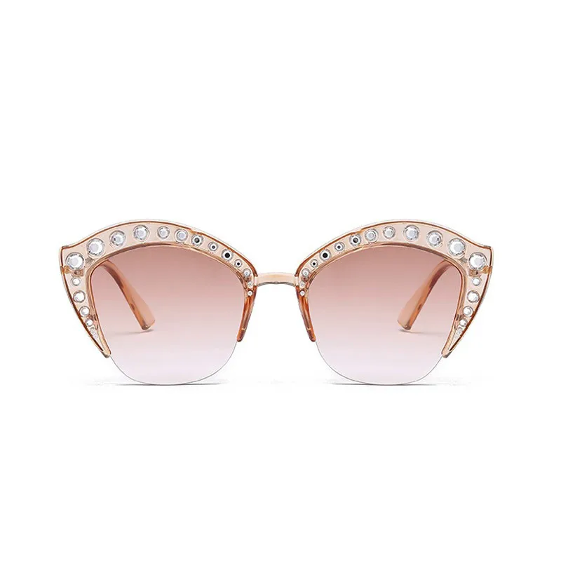 Новинка, модные брендовые розовые солнцезащитные очки кошачий глаз, женские зеркальные очки, женские Стразы, солнцезащитные очки для женщин, очки с зеркальным покрытием UV400 - Цвет линз: D399 tea tea