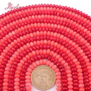 

4x6mm Faceted Rondelle Heishi Coral Beads Natural Stone Loose Beads For DIY Women Necklace Bracelets Earring Jewelry Making 15"