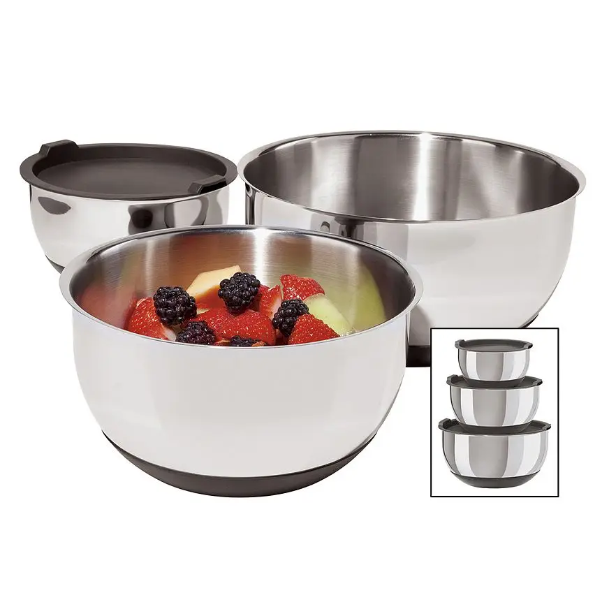 

S/3 Brand New Stainless Steel Mixing Bowl W/Lid(2qt ,3qt ,4qt ) ,Supreme Quality Mixing Bowl Prep and Storage