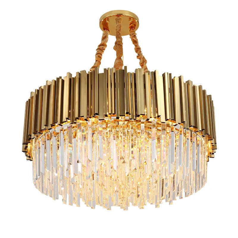 Living Room Luxury Gold Steel Round Lustre K9 Crystal Led Pendant Lights Luminaria Hanging Lamp Indoor Lighting Lamparas Fixture Living Room Luxury Gold Steel Round Lustre K9 Crystal Led Pendant Lights Luminaria Hanging Lamp Indoor Lighting Lamparas Fixture