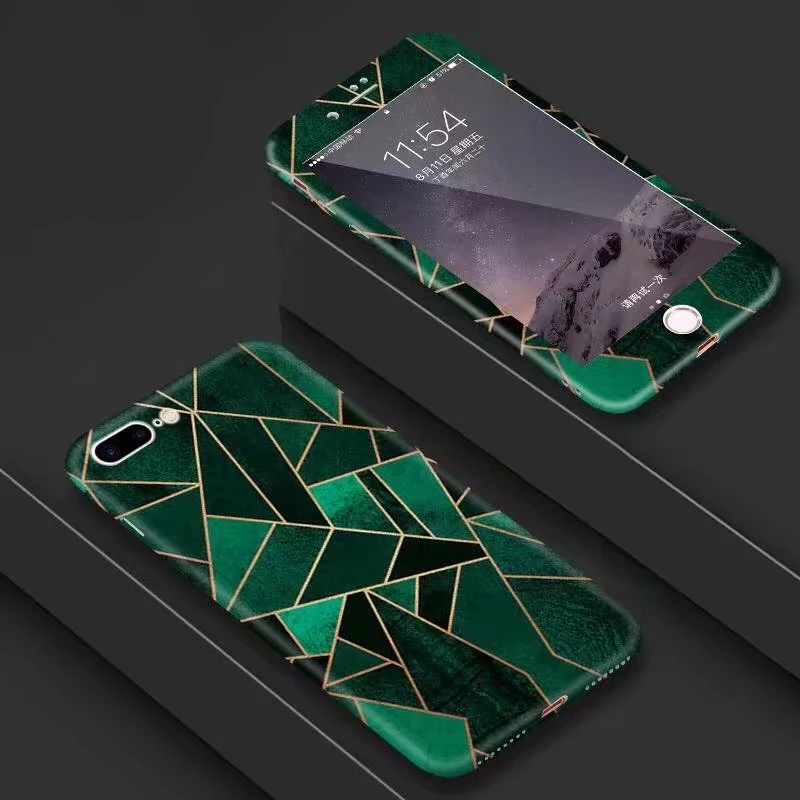 Простой художественный чехол с геометрическим рисунком 360 для iPhone 6s 7 8 Plus Xs 10