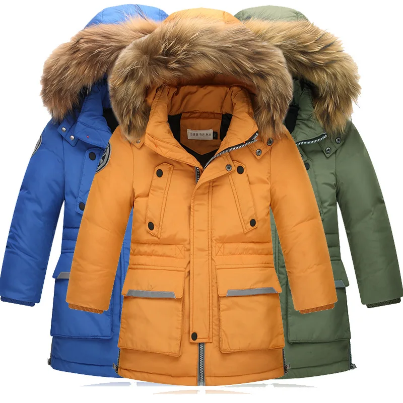 2016 new boys down coat winter thicken boy jackets big fur collar children jacket outerwear parka