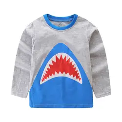 Топы с рисунком акулы для мальчиков младенцев, блузки, футболки