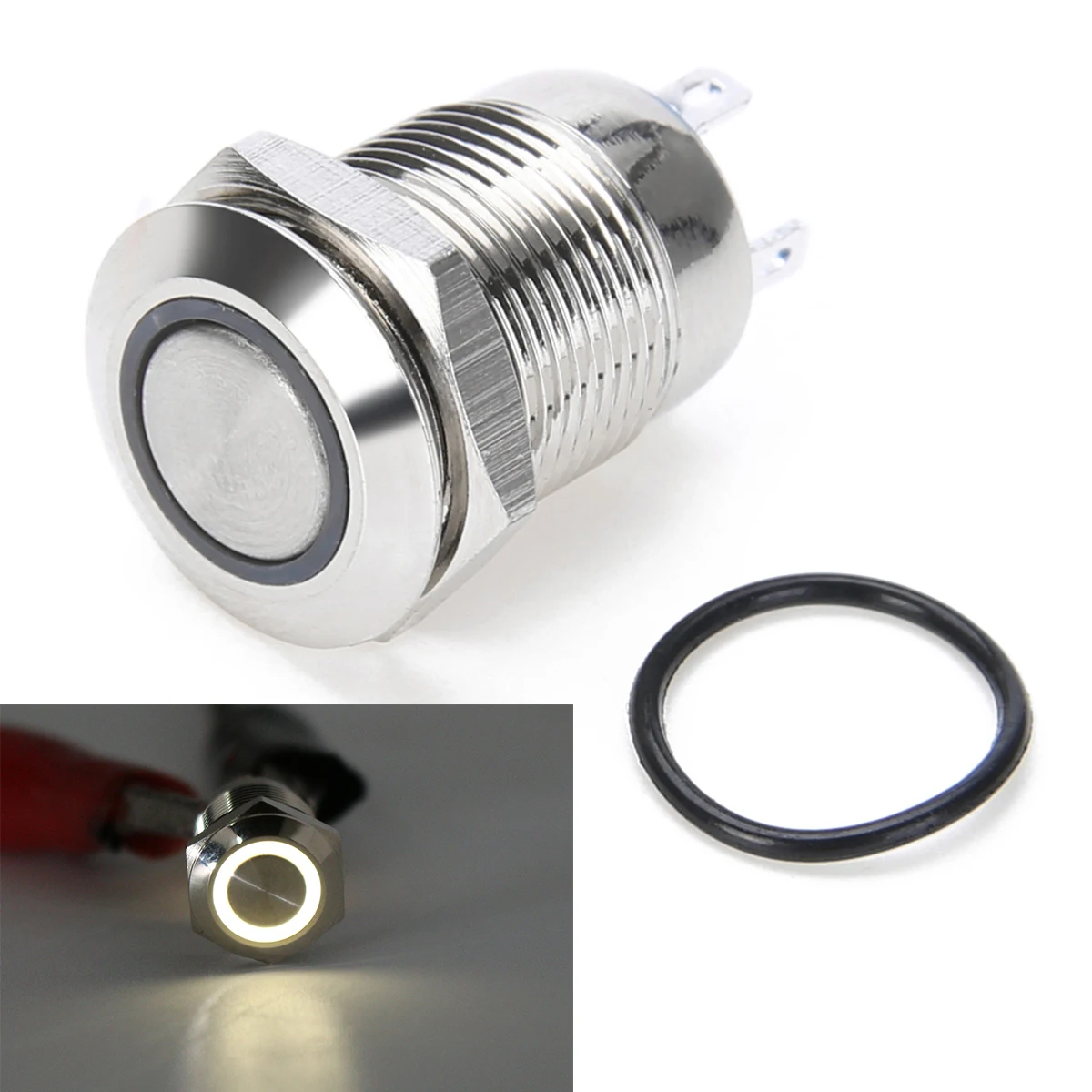 1pc 12V Silver 4 Pin Waterproof Push Button Switch Mayitr Portable Led