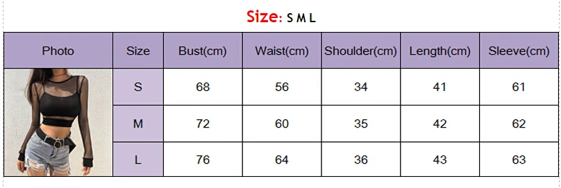 Black Mesh Perspective Fishnet Crop Top - Sexy Hot Long Sleeve Women's T-Shirt image 3