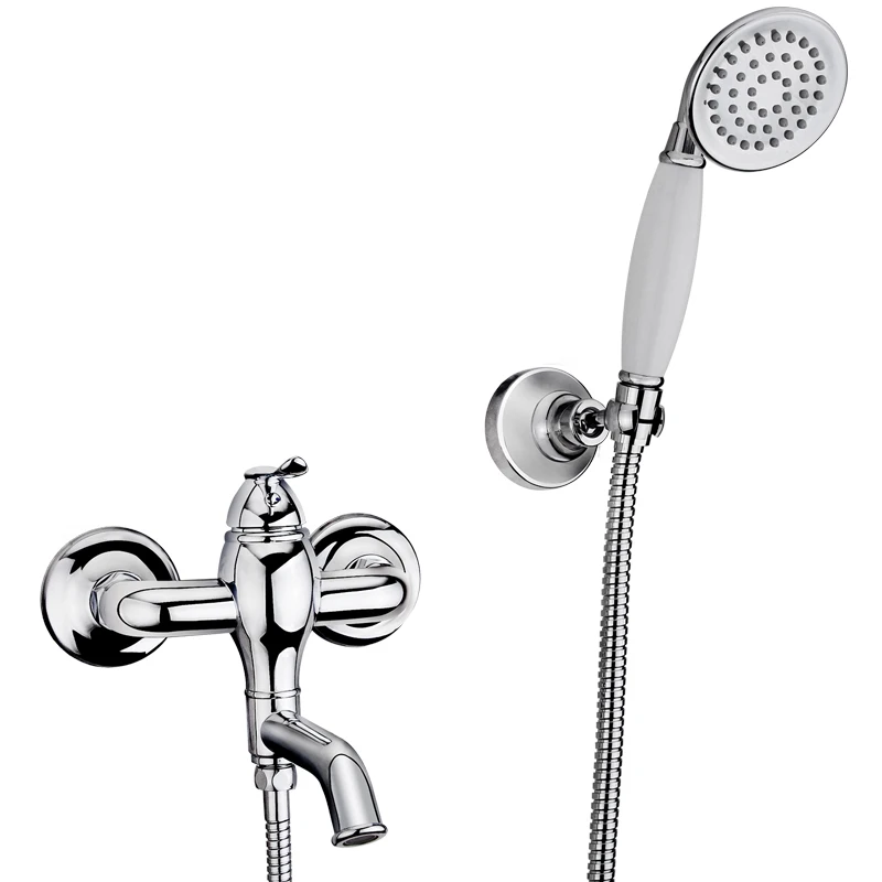 

Bathroom Chrome Wall Mount brass Handheld Tub Shower Faucet shower mixer tap set Bathtub shower complete set