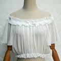 Белая женская шифоновая короткая шифоновая блузка с рукавами летучая мышь - фото