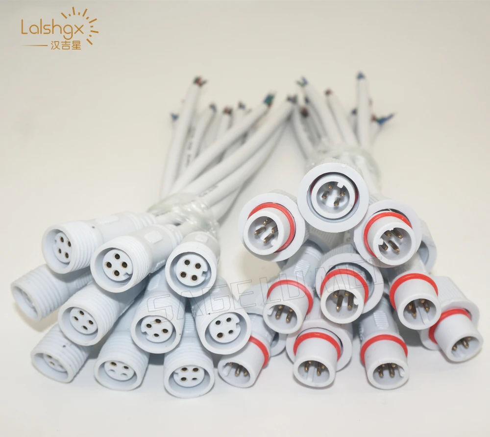 

5pairs 4 Core 4pin Waterproof pigtail male to female 20cm long each male connector's diameter 13.5mm IP68 led connector plug