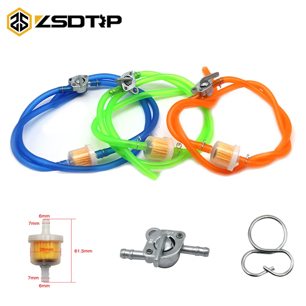 

ZSDTRP Universal 6mm Gasoline Oil Fuel Filter & Fuel Tube & Oil switch Set For Motorcycle Racing Moped Scooter Dirt Bike ATV