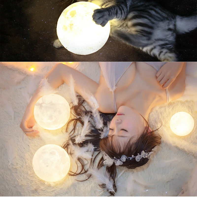 

Novelty 3D Print Moon Lamp 3D Lunar Lamps Night Lights Creative Gift For Valentine's Day Christmas Indoor Luminarias Decoration