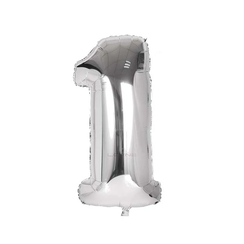 silver 1 Baby Shower украшения Для мальчиков и девочек 1st первый день рождения один лет новорожденных Подарки для гостей на день рождения шляпа номер фольгированные шары золото серебро - Цвет: silver 1