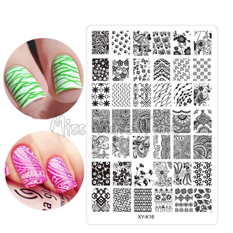 

Medium Size Acrylic Nail Stamping Plates Stamp Transparent Templates Image Polish Easy Transfer Tool XYK16 Shell Flowers
