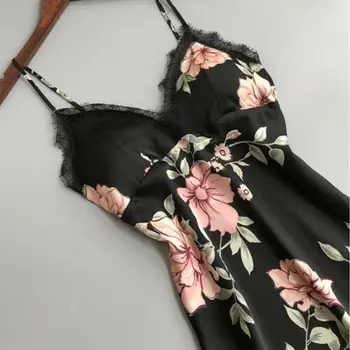 

Sexy Women Lady's Lace Floral Satin Silk Feel Gown Sleeveless Nightie Sexy Sleepwear Nightdress Nightwer Nightgown