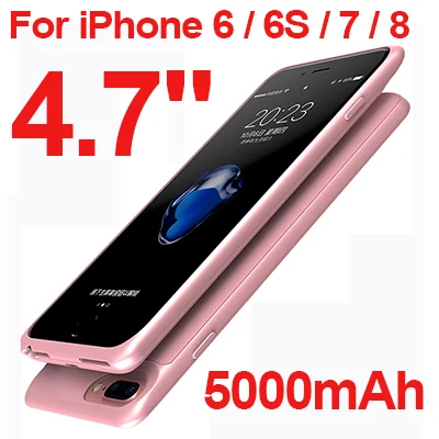 Rosy 6 6s 7 8 5000 мАч/7000 мАч тонкий ультра тонкий чехол для телефона с аккумулятором для iPhone 6 6 s plus внешний аккумулятор запасное зарядное устройство чехол для iPhone 6 6s 7 8 Plus - Цвет: Rosy 6 6s 7 8