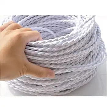 100m/lot 2*0.75 Copper Cloth Covered Wire Vintage Style Edison Light Lamp Cord Grip Twisted Fabric Lighting Flex Electric Cable