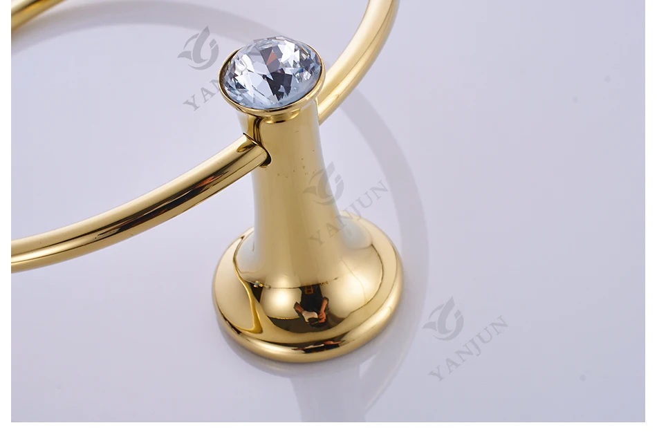 Цинковый сплав кольцо для полотенец Кристалл Золотой Держатель для полотенца полотенце бар аксессуары для ванной домашнее полотенце рельсы YANJUN-8253