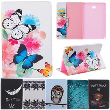 Butterfly Owl Cartoon Leather Flip Stand Cover Cases For Samsung Galaxy Tab A A6 10.1 P580 P585 Tablet Cover Case Fundas Coque