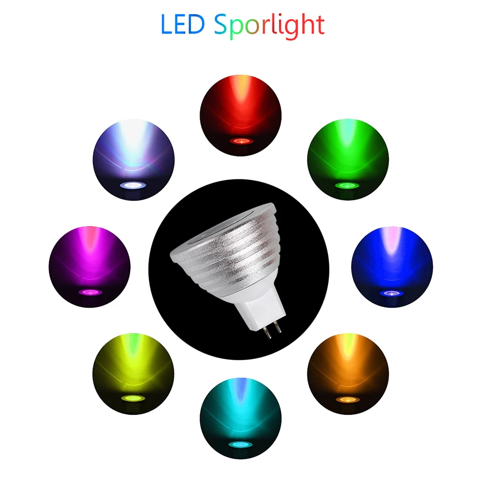 Светодиодный RGB лампа E27 E14 GU10 85-265V MR16 12V светодиодный сменный светильник 3W волшебный праздник RGB Освещение+ пульт дистанционного управления 16 цветов