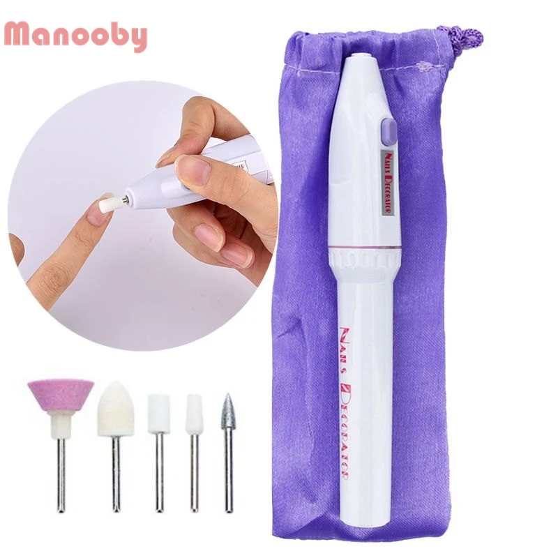 

Manooby 5 in 1 Mini Nail Machine Nail Drills Pen Manicure Pedicure Polish File Nail Tools