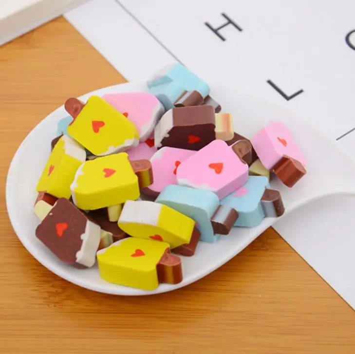 5 шт./упак. Kawaii Mini в форме сердца мороженое резиновый карандаш ластики коррекция