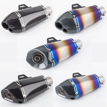 

51mm Motorcycle Moto exhaust pipe muffler large hexagonal exhaust escape moto with DB killer for Z250 CBR500RR Z900 ZX6R