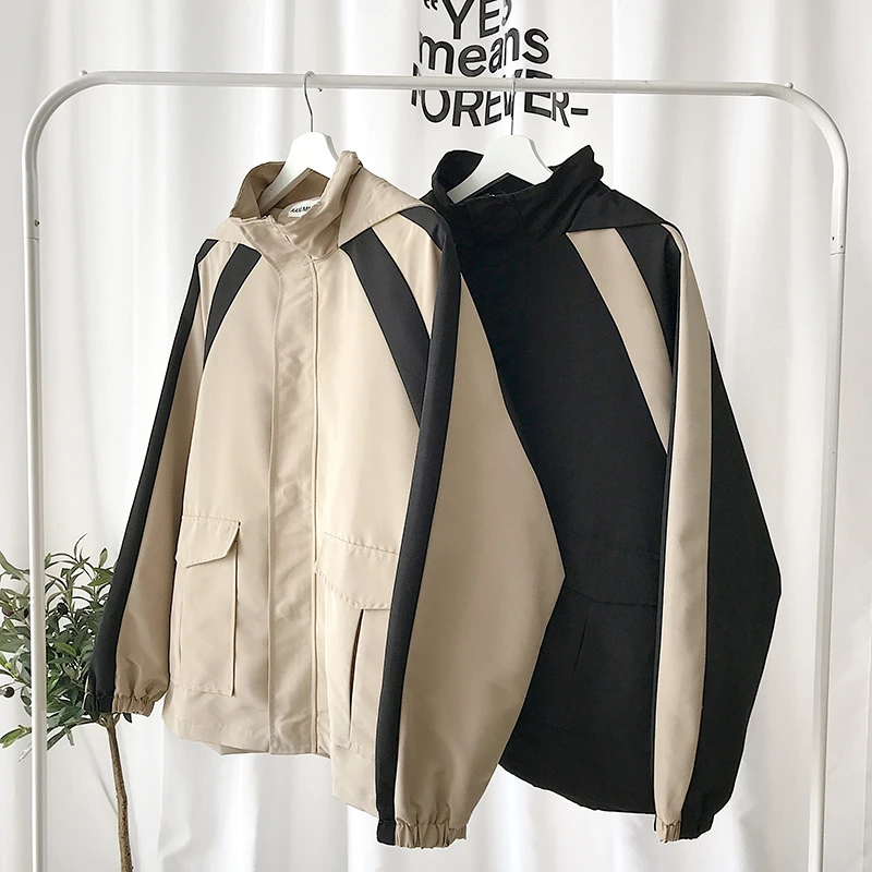 

Casual Jacket Men Spring Autumn Loose Patchwork Mens Jackets and Coats Outwear Streetwear Windbreaker Jacket Men Clothes Legible