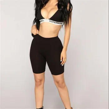 

Women Casual High Elastic Waist Tight Fitness Slim Skinny Dancing Shorts Solid Color Exercise Shorts For Female Girls Teenager