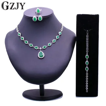 

GZJY Noble Gold Color Crystal AAA Zircon Necklace Ring Earrings Bracelet For Women Wedding Anniversary Jewelry Sets
