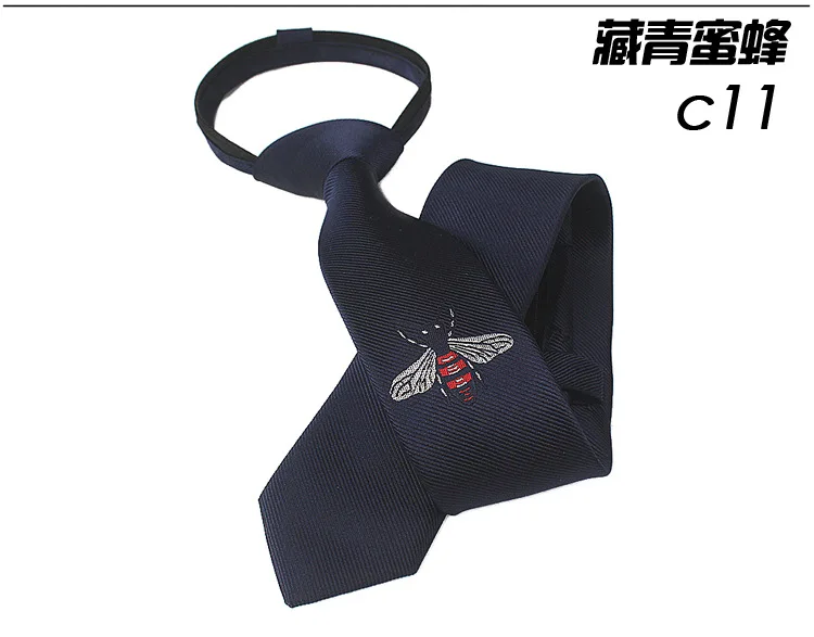5 см Персонализированные Вышивка галстук Ins пункт голова тигра корейский для мужчин и женщин Корейская версия узкая волна с ленивой молнией - Цвет: 19