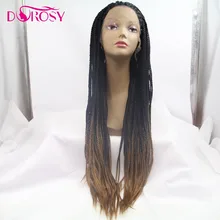 DOROSY волосы высокотемпературные длинные прямые синтетические косички для наращивания парик с кружевом спереди блонд Омбре черный для африканских женщин
