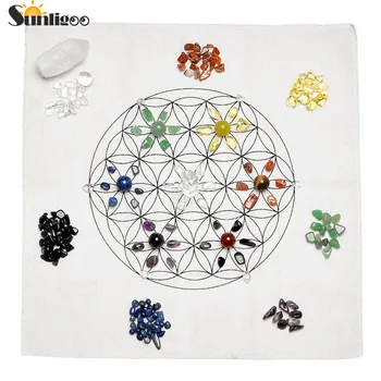 

Sunligoo Chakra Crystal Healing Grids Kit Grids Altar Cloth 7 Chakra Gemstone Beads Assorted Chip Stones Clear Quart Reiki Stone