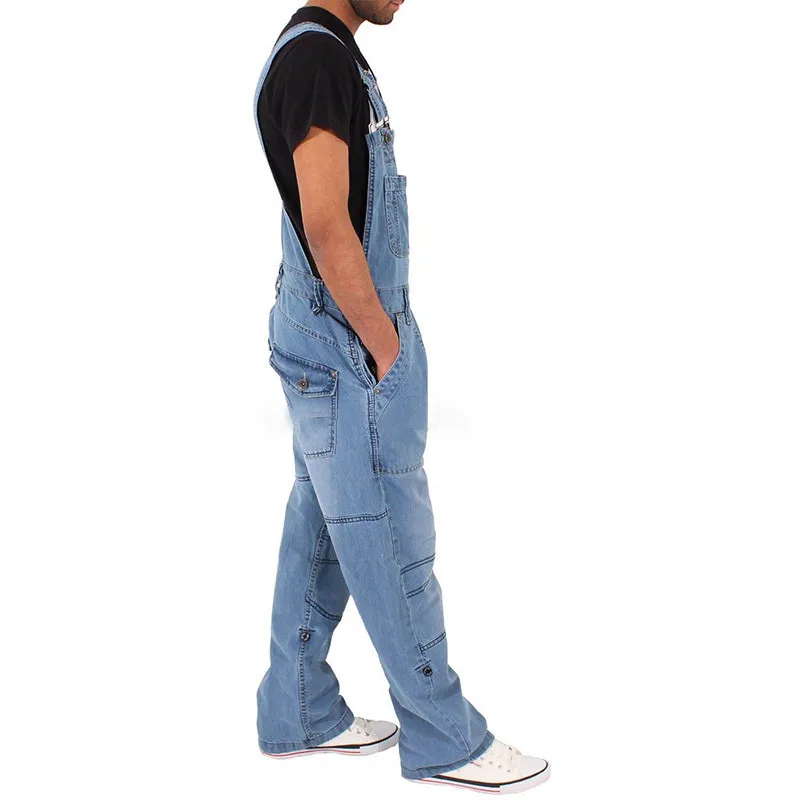 MORUANCLE мужские джинсы карго комбинезон с большими карманами мешковатая Рабочая одежда тактические джинсовые комбинезоны брюки на подтяжках свободный крой