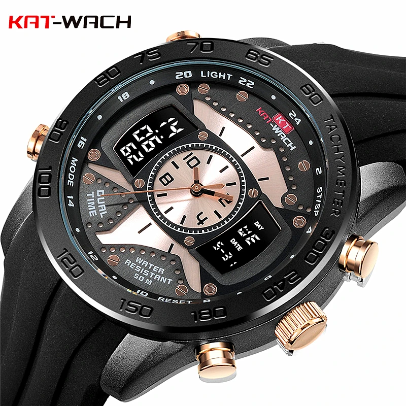 

Top Brand Fashion Outdoor Sport Watches Men Big dial Analog LED Digital Silicone Quartz Waterproof Clock Relogio Masculino