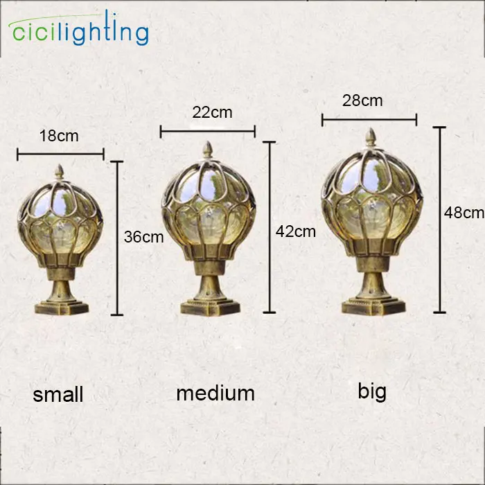 Водонепроницаемая наружная лампа-столбик, винтажный настенный светильник, ретро садовый ландшафтный светильник, вилла светодиодная наружная садовая лампа стеклянный абажур