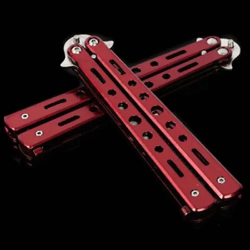 Mayitr 1pc Professional Comb Red Stainless Steel Folding Salon Practice Butterfly Comb Tool Suitable For Hair Styling Tool