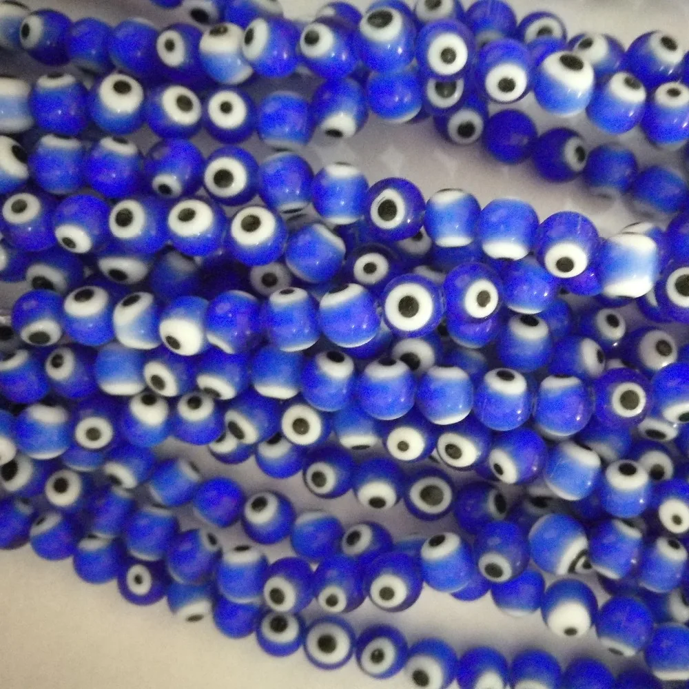 6mm Glass turkish eyes beads with holes, devil eyes, two eyes each