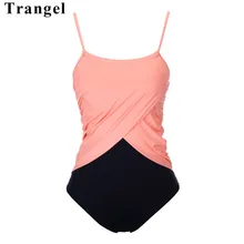 

Trangel 2019 New Sports Swimwear Women Swimsuit Sexy Soft Cup Monokini Orange Patchwork Swim Suit Strappy Swimsuit