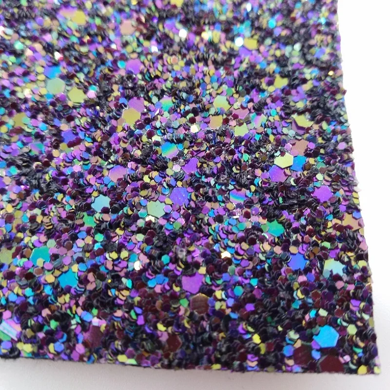 

2PCS 21X29CM Purple Black Chunky Glitter Leather Fabric for DIY accessories sofa handbags and shoes 4S15B