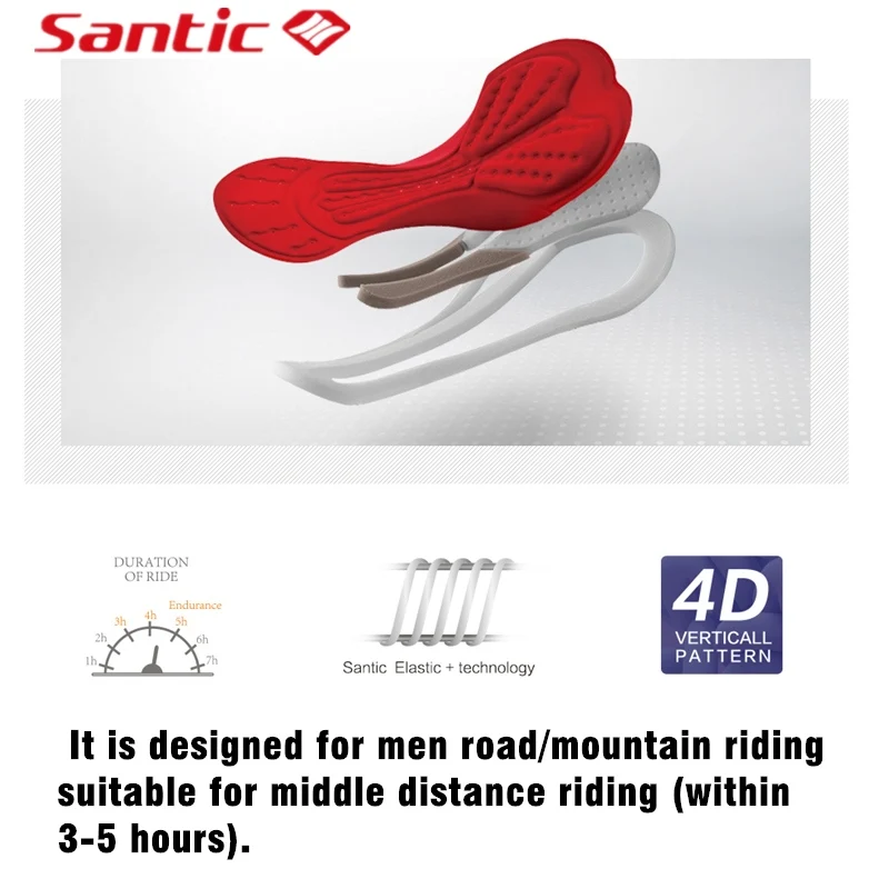 Santic Coolmax 4D мягкие велосипедные колготки шорты для мужчин Горные велосипед